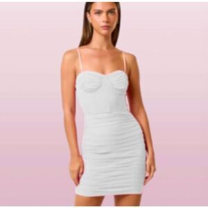 Blue Blush Mesh White Corset Dress NWT